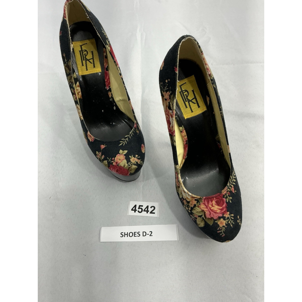 Womans FRH Stiletto Pumps 5.5 Black Floral Platforms